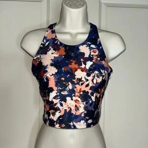 🟢 Old Navy Powersoft Girls Longline Sports Bra – Floral Print – XL – Activewear